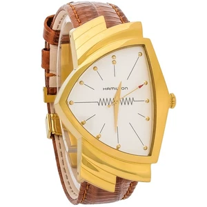 Hamilton Ventura Herren goldfarben braun Leder Quarz Uhr H24301511 - Bild 1 von 3