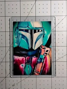 Star Wars Mandalorian Custom Made ACEO Sketch Card Print Din, Grogu, Yoda! - Bild 1 von 2
