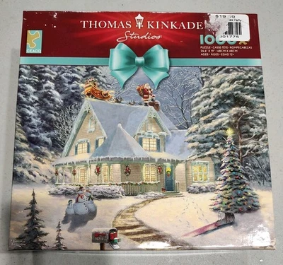 Quebra-cabeça Thomas Kinkade Santa Midnight Delivery Snowy 1000 peças Ceaco NOVO - Imagem 1 de 2
