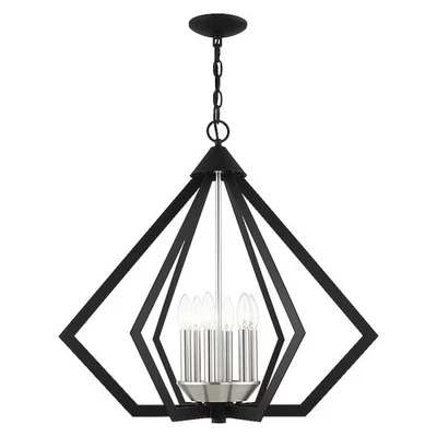 Lámpara de araña contemporánea moderna negra mate Livex Lighting Prism 6 luces 40926-04 Foto 1 de 4