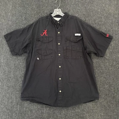 Camisa de marea carmesí Alabama para hombre grande negra Columbia PFG ventilada pesca Bama Foto 1 de 4