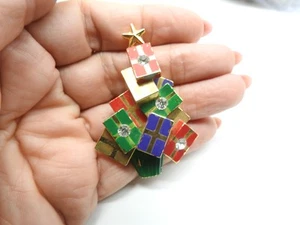 Broche Avon Estrás Rojo Verde Púrpura Vacaciones Sorpresa Árbol de Navidad De Colección - Imagen 1 de 4