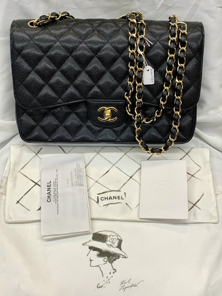 【Chanel】クラシック ラージ フラップバッグ ブラック・中古 シャネル クラシックフラップ ショルダーバッグ キルティング