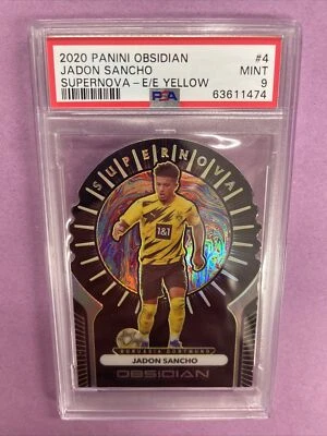 2020-21 Obsidian Jadon Sancho #4 SUPERNOVA E/E YELLOW 01/10 PSA 9 POP-1 #1474 - Image 1 of 4