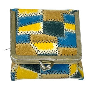Retro Mod Patchwork Vinyl Travel Case MCM Portable Sewing Kit Multi-Use Clutch - Picture 1 of 11