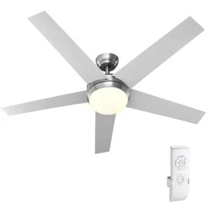 Ventilatore da Soffitto 5 Pale Legno con Lampada Luce LED e Telecomando 132cm - Foto 1 di 5