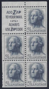 1213a - Miscut Error / EFO Booklet Pane of 5 W/ Partial Plate# 27672 Mint NH - Picture 1 of 1