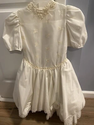 Vtg Elissa Craig International White Lace Girls Party Easter Wedding dress Sz 8 - Image 1 of 4