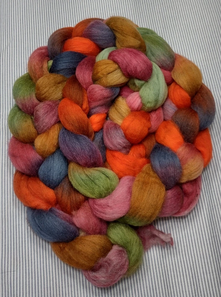 USA Hand Dyed Painted Med Wool Combed Top Roving Spinning Felting Bayeau Teche - Image 1 of 1