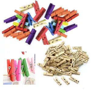 200 Mini Craft Clothespins Wood 1" Paper Multi Color Tan Clothes Pins Arts - Picture 1 of 1