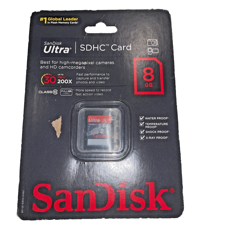 San Disk Ultra 8GB Class 10, 30MB/S, SDHC Card- New Sealed Free Shipping - Image 1 of 2