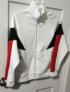NROR FASHION NOVA MEN Sz. S NWT Zip-Front Jacket WHITE RED BLACK Brand New - Picture 1 of 5