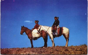 Navajo Women on Horseback Native Americana Indian Vintage Postcard B167 - Picture 1 of 2