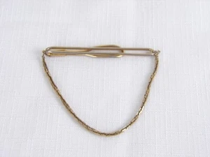 Vintage Swank Gold Tone Box Link Chain Tie Bar - Picture 1 of 2