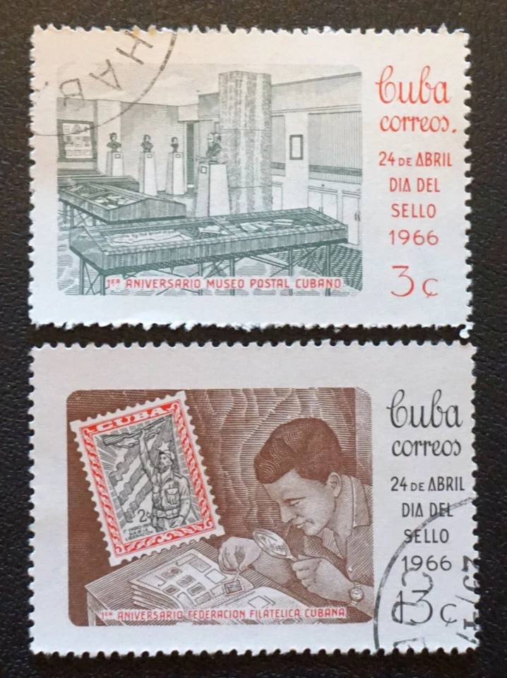 sCUBA Sc# 1102-1103  STAMP DAY philately CPL SET of 2  1966 used cto - Image 1 of 1