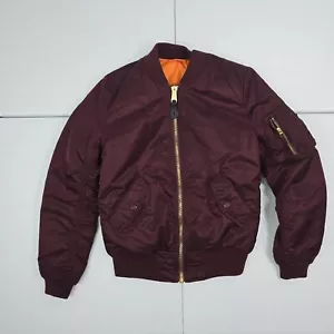 Alpha Industries Women XS MA-1 Flight Bomber Jacket Maroon/Orange Reversible - Picture 1 of 11