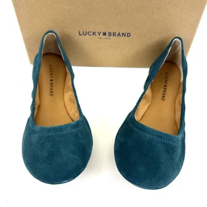 Zapatos planos de ballet de gamuza verde azulado oscuro Lucky Brand LK-EMMIE para mujer talla 9M nuevos en caja - Imagen 1 de 10