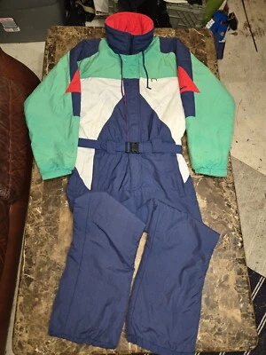 VTG 90'S OBERMEYER SPORT HOODED WINTER SKI SUIT MENS SIZE MEDIUM COLORBLOCK - Image 1 of 4