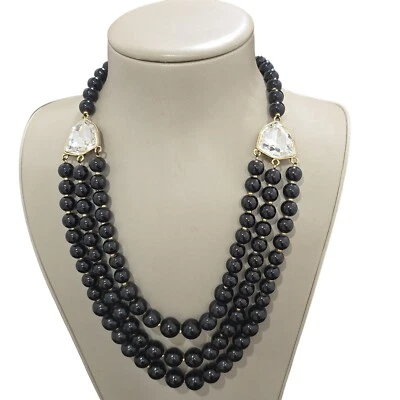 Colar Amrita Singh Feminino Preto Frisado Multi Camadas Cristal Declaração Novo com etiquetas - Imagem 1 de 4