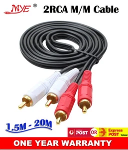 Premium 2RCA to 2 RCA Male To Male M/M Dual Stereo Audio Copper Core Cable Lead - Bild 1 von 4