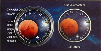 Kanada 5 Dollars 2022 Maple Leaf, Our Solar System - Mars, 1 Oz Silber - Bild 1 von 4