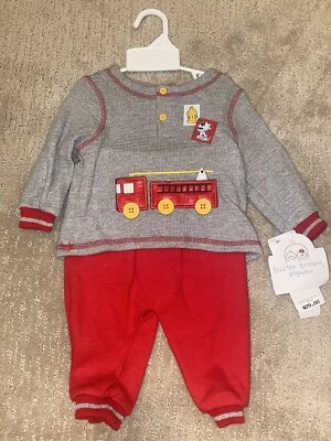 Buster Brown Vintage Baby Boy Outfit Size 3-6 Months Fire Truck NWT - Изображение 1 из 3