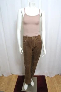 NWT distressed brown leather pants size 10 - Picture 1 of 5