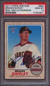 2017 Topps Heritage Real One Autographs Braden Shipley Real PSA 10 GEM MINT - Picture 1 of 1