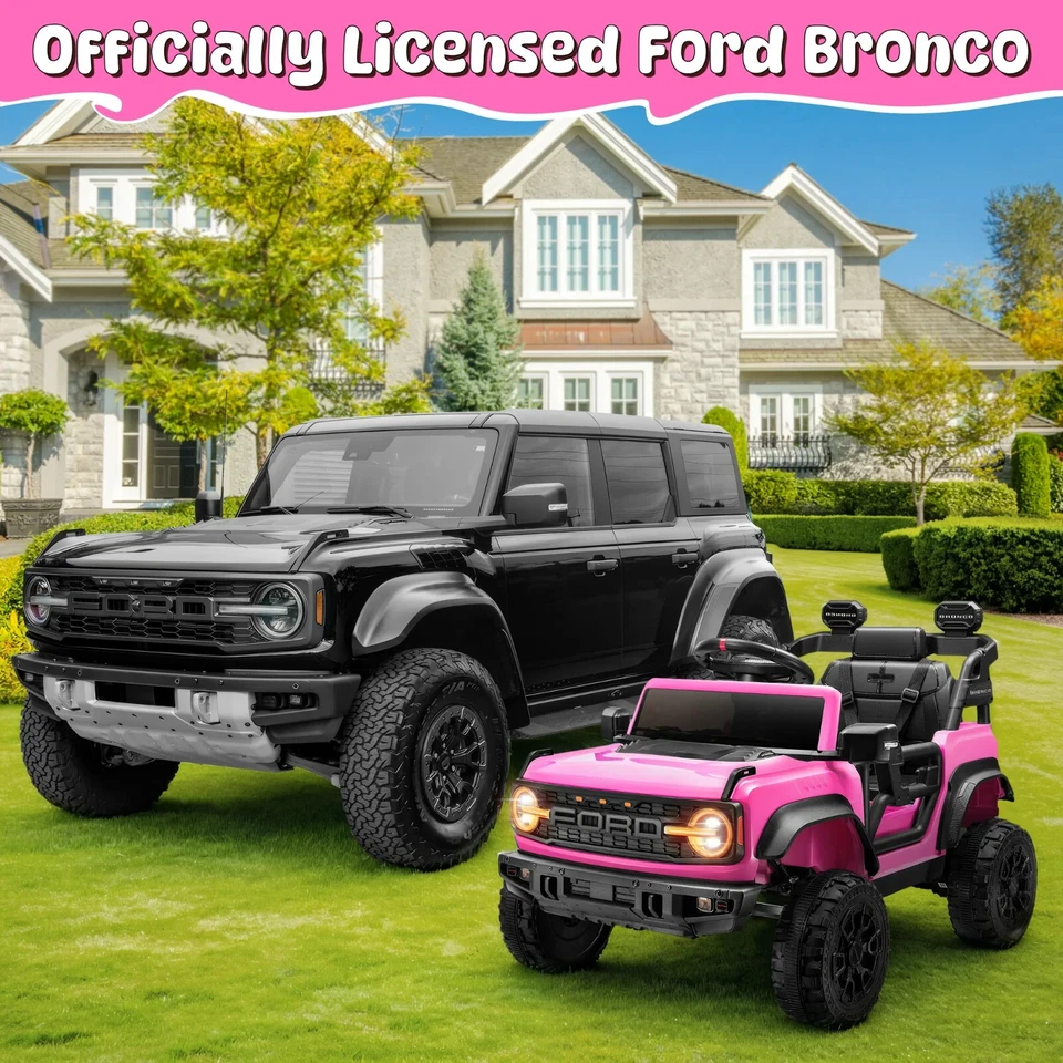 Ford Ride on Toy Cars, 12V Ford Bronco Raptor Powered Ride on Truck con control remoto Foto 1 de 4