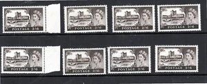 SG 595 CASTLE 1959 2nd SECOND DE LA RUE 8 x 2/6- MM STAMPS CAT £80 - Picture 1 of 2