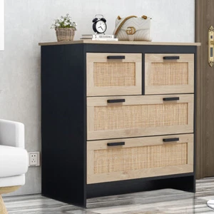 Tall Cupboard Industrial Storage Cabinet Chest of 4 Drawers Living Room Hallway - Picture 1 of 8