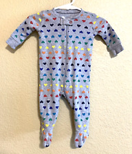 Primary Baby Girls 0-3 months Pajamas One Piece Sleeper Gray Rainbow Heart Print