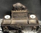 1901 PAN AM EXPO DESK DOUBLE INKWELL/PEN TRAY FIG BUFFALO MAGNIFICENT LRG SCARCE