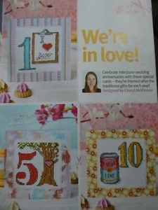 7 Milestone Anniversary Cards cross stitch charts designed by Cheryl McKinnon - Picture 1 of 2