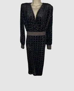 $660 Zhivago Women's Black Level Laser-Cut Velvet Midi Dress Size 6 - Picture 1 of 3