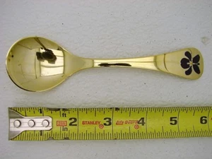 Georg Jensen Spoon Sterling Gilded Enameled Sweet Violet Flower Dated 1977 - Picture 1 of 5