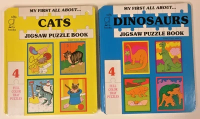 (2) My First All About DINOSAURS CATS Jigsaw Puzzle Books sealed Vintage 1991 - Image 1 of 4