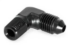 Adaptador roscado 1/8" NPT a Dash 4 90° / -4 AN / JIC 4 negro anodizado 7/16 - 20 - Imagen 1 de 3