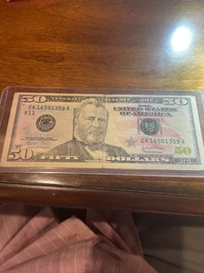 2004 $50 Dollar Bill with misaligned 9 in serial number - Picture 1 of 4