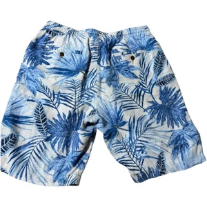 Tommy Bahama Herren 100 % Leinen Palmblatt Druck Shorts elastischer Bund Kordelzug L - Bild 1 von 9