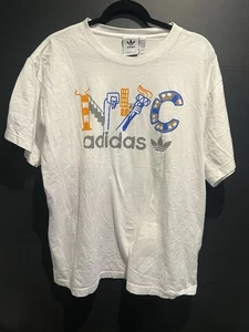 VTG ADIDAS NYC NEW YORK CITY GRAPHIC T SHIRT WHITE SIZE XL RARE - Picture 1 of 9