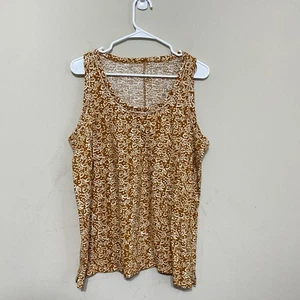 Wunderschönes ärmelloses Damen XL Tanktop braun weiß Blumenmuster Bluse  - Bild 1 von 6