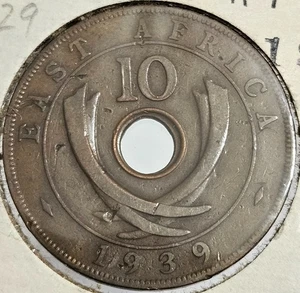Moneda Mundial Bronce 1939-H África Oriental Británica 10 Céntimos - ¡ENVÍO GRATUITO! - Imagen 1 de 2