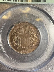 PCGS PR64RB CAC 1865 TWO CENT PIECE BEAUTIFUL COLOR NO SPOTTING OGH - Picture 1 of 3