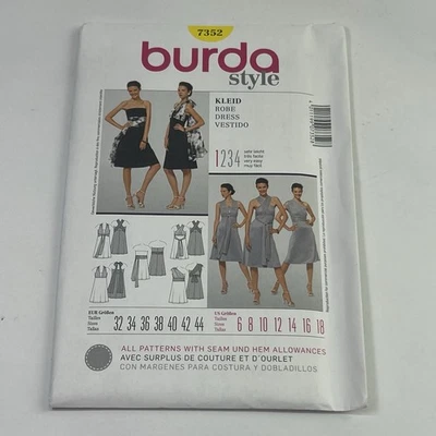 Burda Sewing Pattern 7352 Ladies Misses Fitted Dress Size 6-18 Uncut - Image 1 of 4
