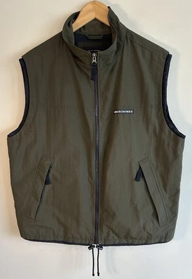 Chaleco de nailon vintage Abercrombie Fitch para hombre verde oliva cremallera completa años 90 talla L usado en excelente estado Foto 1 de 4