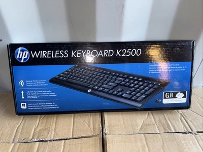 HP Wireless Standard Qwerty K2500 UK Keyboard in Black E5E78AA#ABU - Image 1 of 4