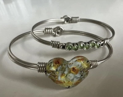 Luca + Danni серебристый зеленый кристалл и нарцисс сердце 2 изделия браслет комплект - Изображение 1 из 3