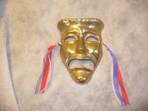 Kupfer Drama Theater weinende Maske ca. 5" lang - Bild 1 von 2
