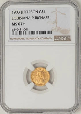 1903 $ Jefferson Gold Dollar Louisiana Purchase MS67+ NGC 948625-109 - Image 1 of 4